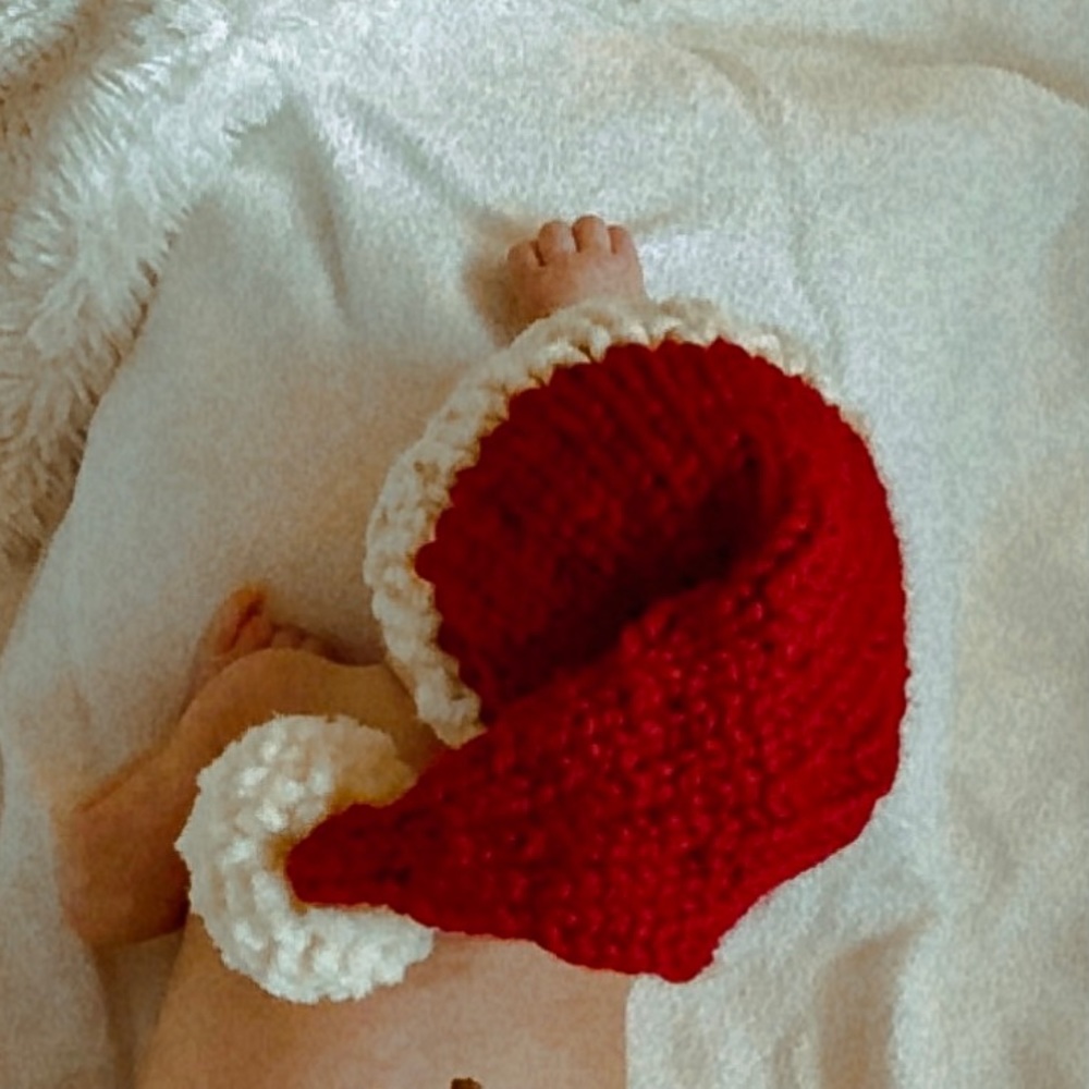 Knitted baby Santa hat